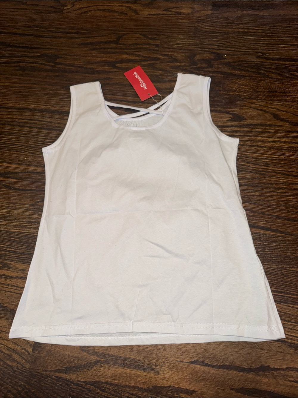 Noomelfish White Girls' Tank with Crisscross Back Straps